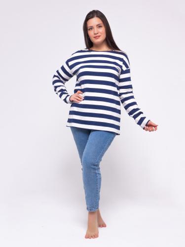 Лонгслив женский С-40221, белый, синий