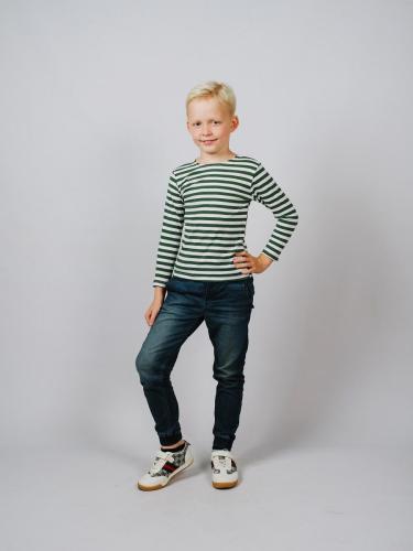 Фуфайка-тельняшка детская С-3222/2, белый, зеленый