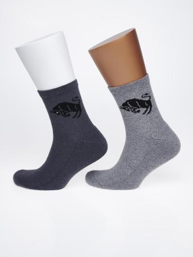 Носки мужские в подарочной коробке (2 пары) С-1523/1, серый, т-серый